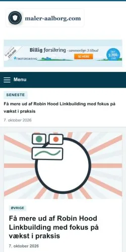 Pré-visualização do site Maler Aalborg, referenciado para publicar artigos patrocinados