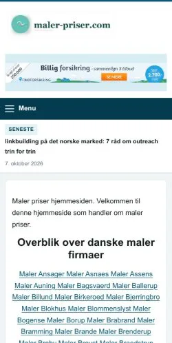 スポンサード記事の掲載先として登録されたMaler Priserのサイトプレビュー