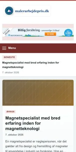 Anteprima del sito Malerarbejde Pris, referenziato per la pubblicazione di articoli sponsorizzati
