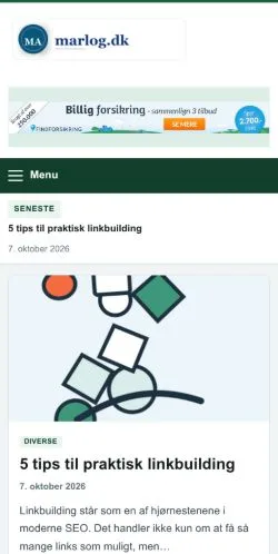 Vorschau der Website Marlog Erhverv, gelistet für die Veröffentlichung gesponserter Artikel