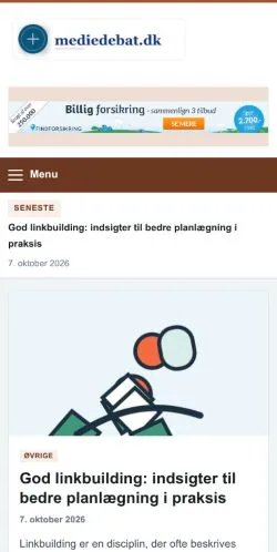 스폰서 기사 게재 매체로 등록된 Mediedebat 사이트 미리보기