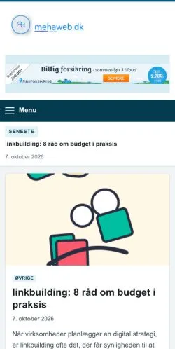 Podgląd witryny Mehaweb, ujętej jako miejsce publikacji artykułów sponsorowanych
