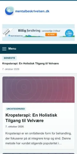 스폰서 기사 게재 매체로 등록된 Mentalbeskrivelsen 사이트 미리보기