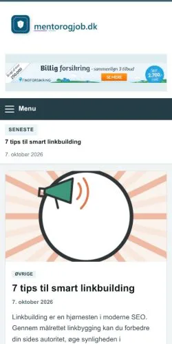 Vista previa del sitio Mentor Og Job, referenciado para publicar artículos patrocinados