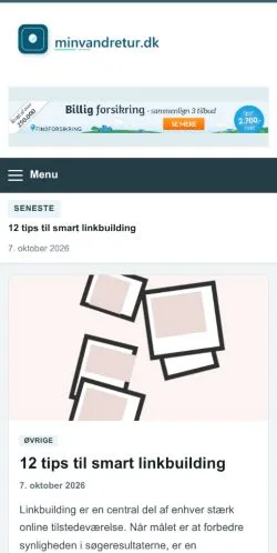 Anteprima del sito Min Vandretur, referenziato per la pubblicazione di articoli sponsorizzati