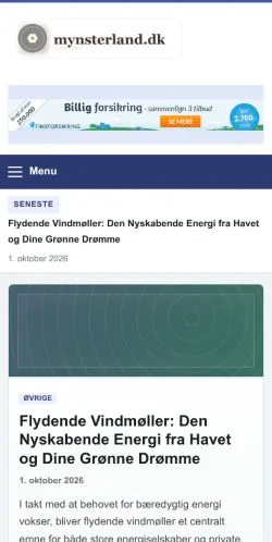 Forhåndsvisning af Mynsterland, opført til udgivelse af sponsorerede artikler