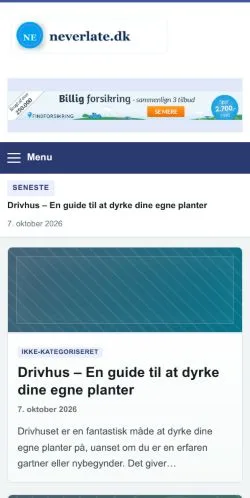 Pré-visualização do site Neverlate, referenciado para publicar artigos patrocinados