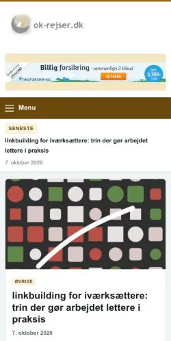 Anteprima del sito Ok-Rejser, referenziato per la pubblicazione di articoli sponsorizzati