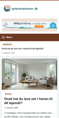 Vorschau der Website Oplevelseshaver, gelistet für die Veröffentlichung gesponserter Artikel