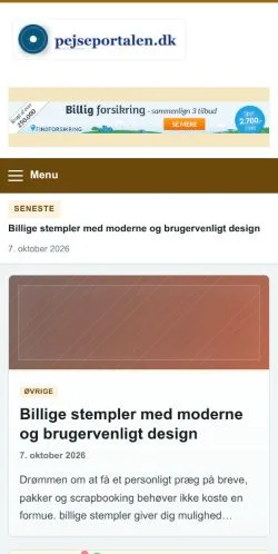 Vorschau der Website Pejseportalen, gelistet für die Veröffentlichung gesponserter Artikel