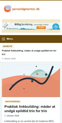 Vista previa del sitio Personlig Mentor, referenciado para publicar artículos patrocinados