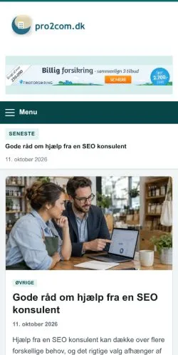 Anteprima del sito Pro2com, referenziato per la pubblicazione di articoli sponsorizzati