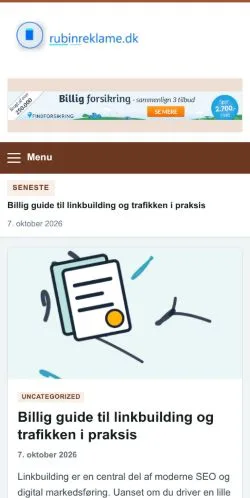 Forhåndsvisning af Rubin Reklame Blog, opført til udgivelse af sponsorerede artikler