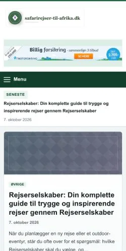 Forhåndsvisning af Safari Rejser Afrika, opført til udgivelse af sponsorerede artikler