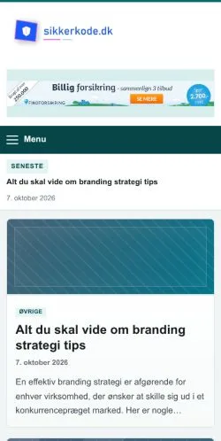 Anteprima del sito Sikkerkode, referenziato per la pubblicazione di articoli sponsorizzati