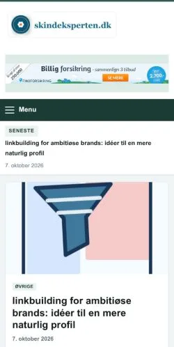 Vorschau der Website Skindeksperten, gelistet für die Veröffentlichung gesponserter Artikel