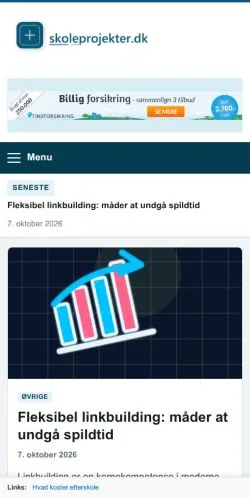 Vista previa del sitio Skoleprojekter, referenciado para publicar artículos patrocinados