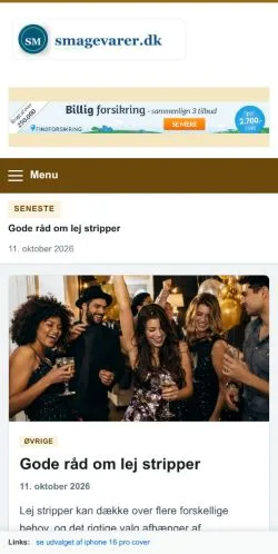 Vista previa del sitio Smagevarer, referenciado para publicar artículos patrocinados