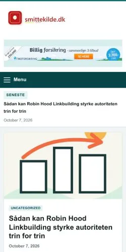 Anteprima del sito Smittekilde, referenziato per la pubblicazione di articoli sponsorizzati