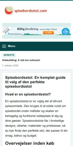Anteprima del sito Spisebordsstol Platformen, referenziato per la pubblicazione di articoli sponsorizzati