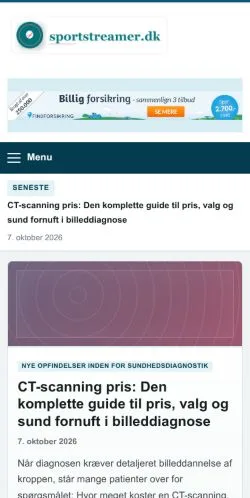 Anteprima del sito Sportstreamer, referenziato per la pubblicazione di articoli sponsorizzati