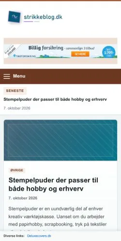 Forhåndsvisning af Strikkeblog, opført til udgivelse af sponsorerede artikler