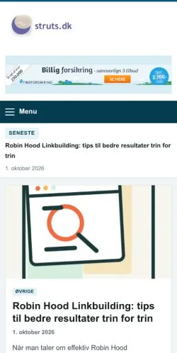 Anteprima del sito Struts, referenziato per la pubblicazione di articoli sponsorizzati