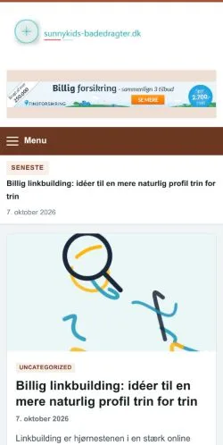 Forhåndsvisning af Sunny Kids Badedragter, opført til udgivelse af sponsorerede artikler