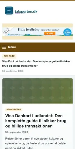Podgląd witryny Talxperten, ujętej jako miejsce publikacji artykułów sponsorowanych