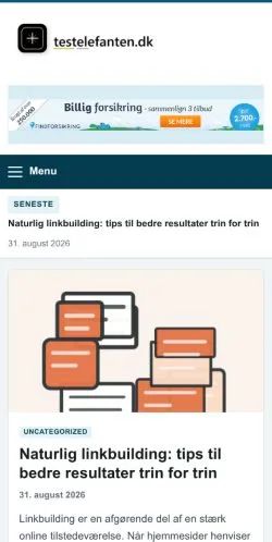 Forhåndsvisning af Testelefanten, opført til udgivelse af sponsorerede artikler