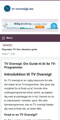 Sponsorlu makale yayını için listelenen Tv-Oversigt sitesinin önizlemesi