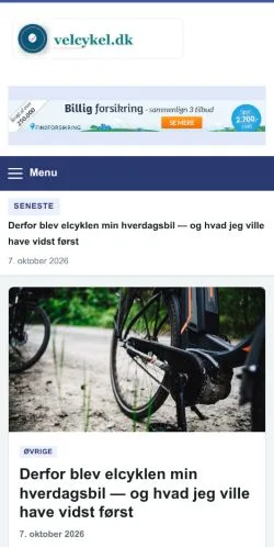 Anteprima del sito Velcykel, referenziato per la pubblicazione di articoli sponsorizzati