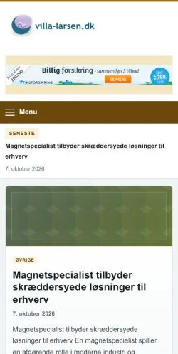 스폰서 기사 게재 매체로 등록된 Villa Larsen 사이트 미리보기