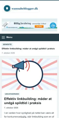 Anteprima del sito Wannabe Blogger, referenziato per la pubblicazione di articoli sponsorizzati
