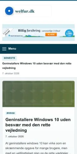 Anteprima del sito Welfur, referenziato per la pubblicazione di articoli sponsorizzati