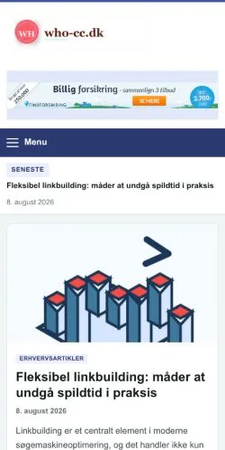 Podgląd witryny WhoCC Erhvervsmagasin, ujętej jako miejsce publikacji artykułów sponsorowanych