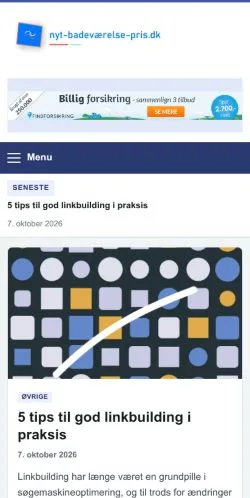 Forhåndsvisning af Nyt Badeværelse Pris, opført til udgivelse af sponsorerede artikler