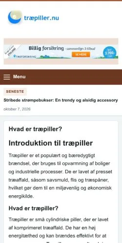 Anteprima del sito Træpiller Web, referenziato per la pubblicazione di articoli sponsorizzati