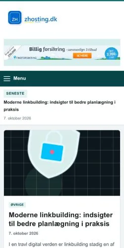 Vorschau der Website Zhosting, gelistet für die Veröffentlichung gesponserter Artikel