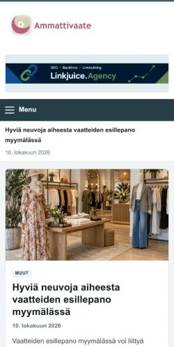 Aperçu du site Ammattivaate, référencé pour publier un article sponsorisé