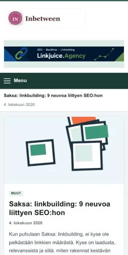 Anteprima del sito Inbetween, referenziato per la pubblicazione di articoli sponsorizzati