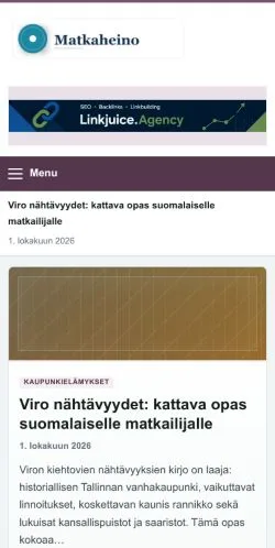 Aperçu du site Matkaheino, référencé pour publier un article sponsorisé