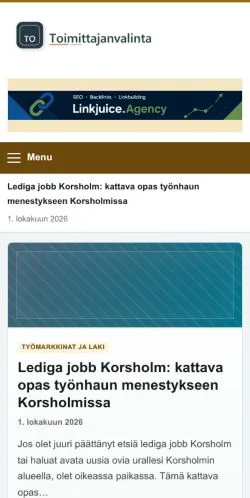 Anteprima del sito Toimittajanvalinta, referenziato per la pubblicazione di articoli sponsorizzati