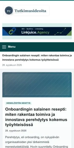 Forhåndsvisning af Tutkimusideoita, opført til udgivelse af sponsorerede artikler
