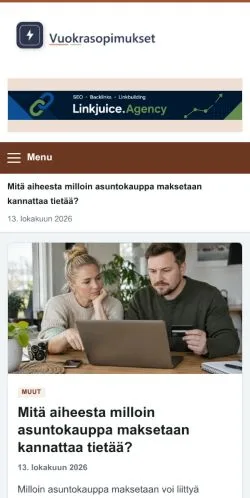 Vorschau der Website Vuokrasopimukset, gelistet für die Veröffentlichung gesponserter Artikel
