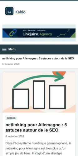 Anteprima del sito Kablo, referenziato per la pubblicazione di articoli sponsorizzati