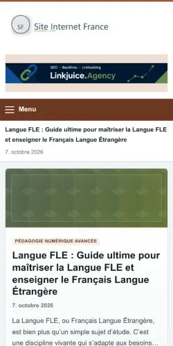 Forhåndsvisning af Site Internet France, opført til udgivelse af sponsorerede artikler