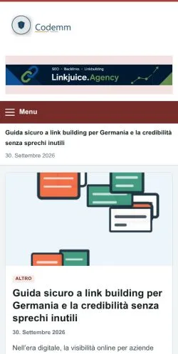 Pré-visualização do site Codemm It, referenciado para publicar artigos patrocinados