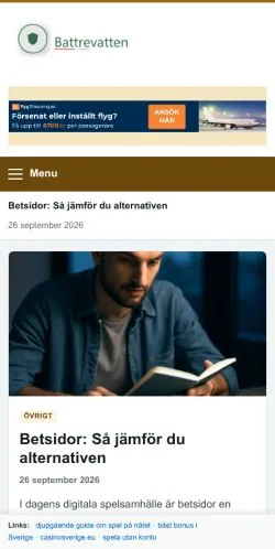 Vorschau der Website Battrevatten, gelistet für die Veröffentlichung gesponserter Artikel