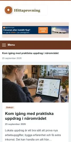 Forhåndsvisning af Hittaprovning, opført til udgivelse af sponsorerede artikler